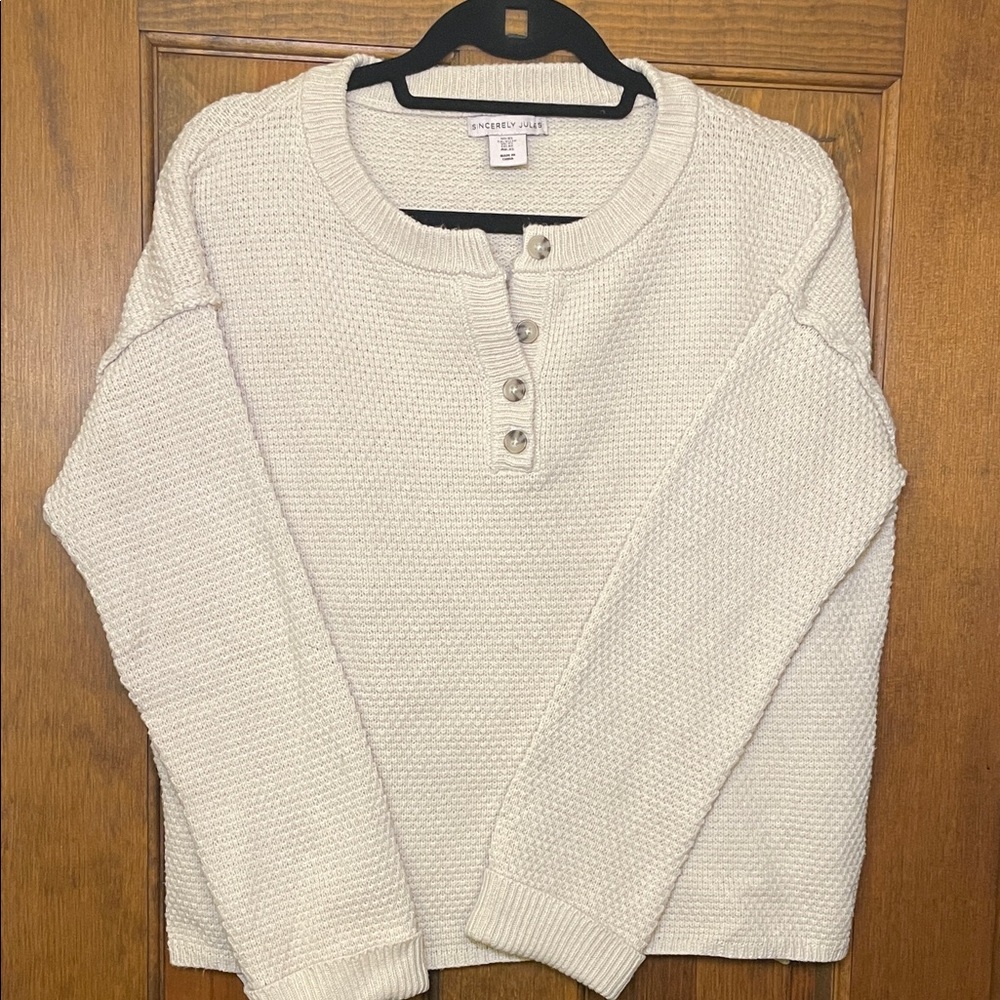 Sincerely Jules Cream Crew Neck oversized Sweater